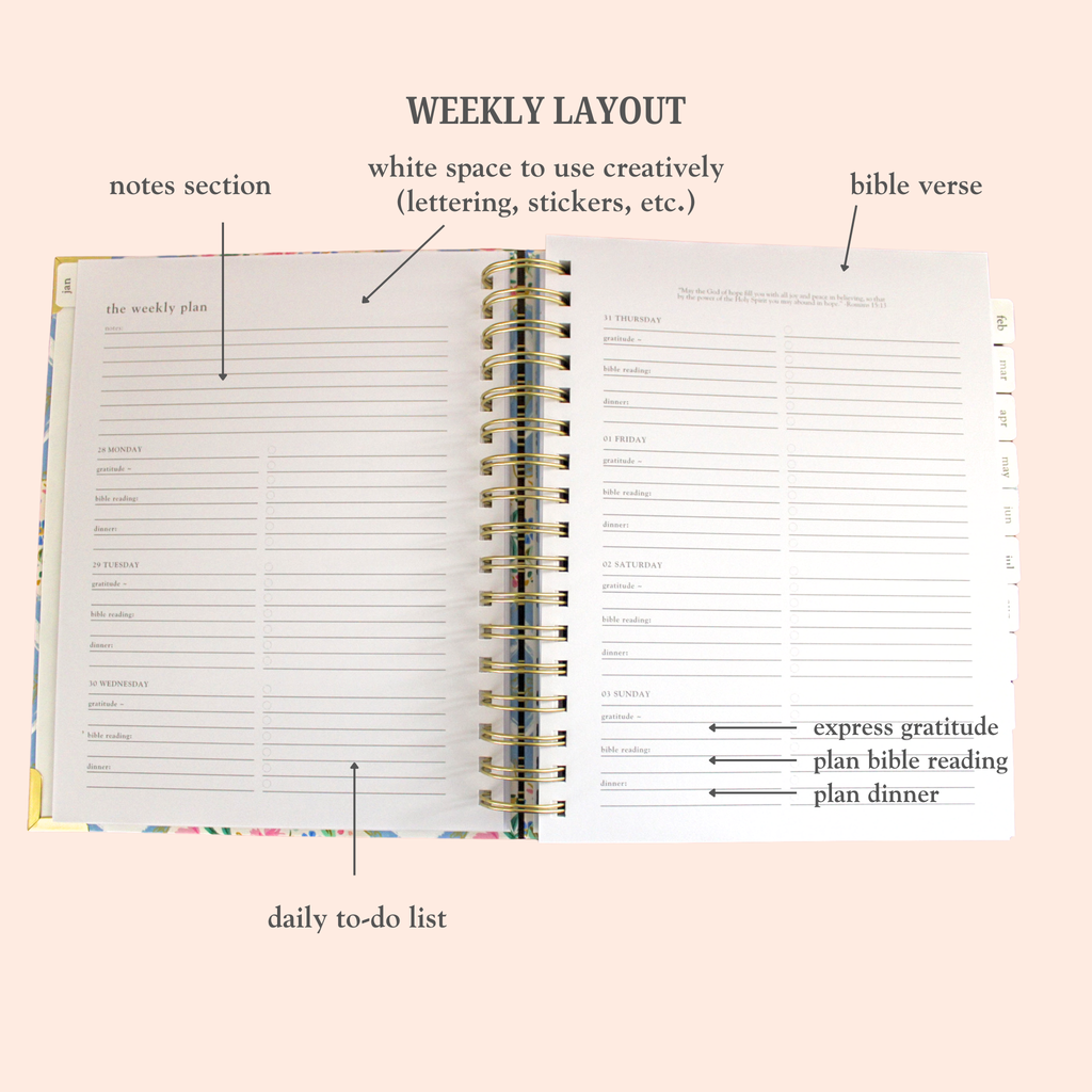 2027 Bright Hope Planner Blue Floral
