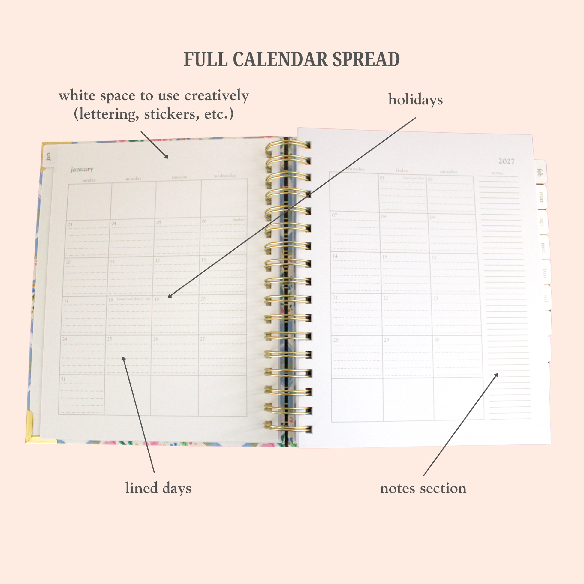 2027 Bright Hope Planner Blue Floral